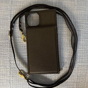 Elegant Black Phone Case with Strap